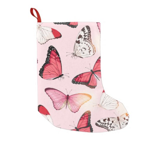 Detailed Tropical Butterfly Vintage Pattern Small Christmas Stocking