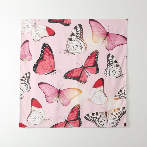 Detailed Tropical Butterfly Vintage Pattern Tapestry