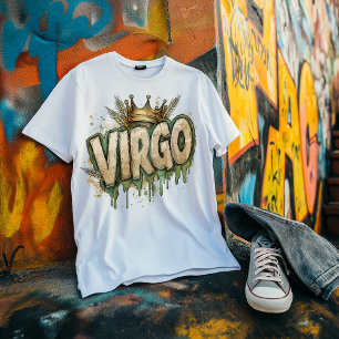 Detailed Virgo Zodiac Graffiti Airbrush with Crown T-Shirt