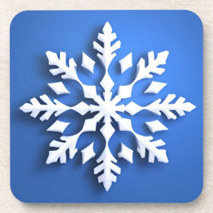 Detailed White Snowflake Design Beverage Coaster