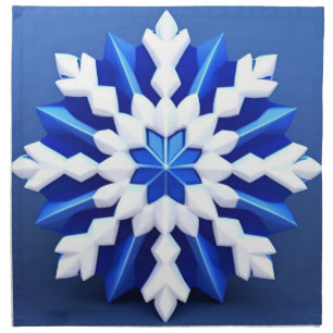 Detailed White Snowflake Design Cloth Napkin