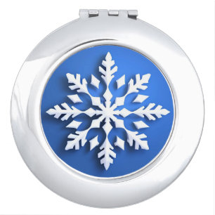 Detailed White Snowflake Design Compact Mirror