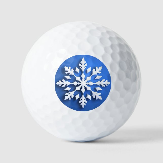 Detailed White Snowflake Design Golf Balls (Front)