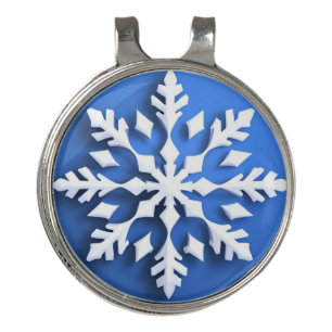 Detailed White Snowflake Design Golf Hat Clip