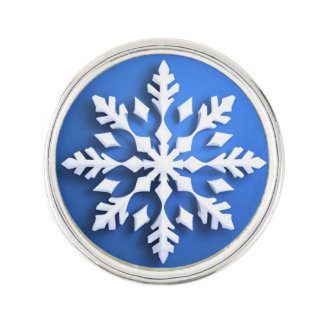 Detailed White Snowflake Design Lapel Pin