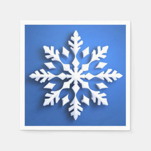 Detailed White Snowflake Design Napkins
