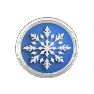 Detailed White Snowflake Design Ring