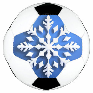 Detailed White Snowflake Design Soccer Ball
