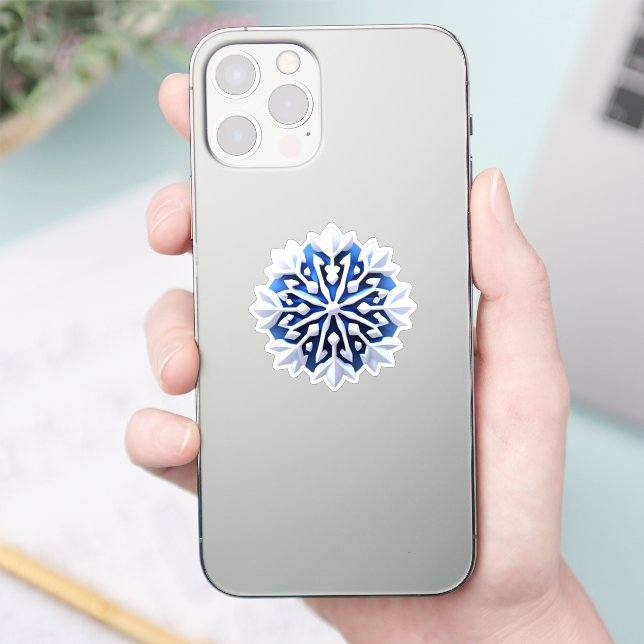 Detailed White Snowflake Design Sticker (Phone)