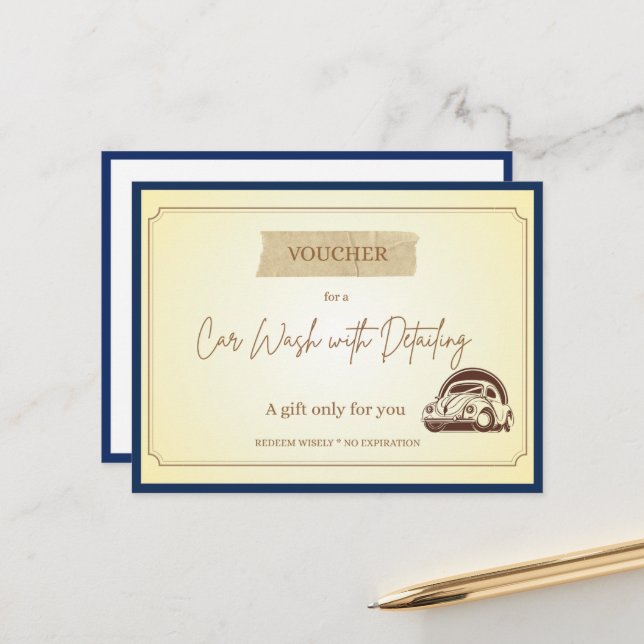 'Detailing' Funny Gift Voucher Postcard (Front/Back In Situ)