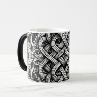 Detaillierte Schwarz-Weißer keltischer Knoten 0001 Color Morph Mug