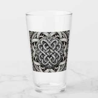 Detaillierte Schwarz-Weißer keltischer Knoten 0001 Glass