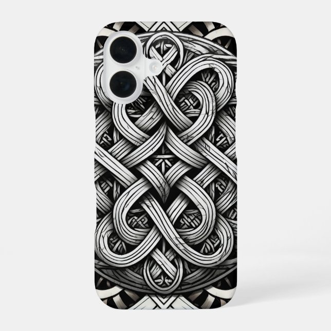 Detaillierte Schwarz-Weißer keltischer Knoten 0001 iPhone Case (Back)
