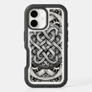 Detaillierte Schwarz-Weißer keltischer Knoten 0001 iPhone 16 Case