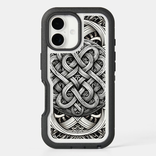 Detaillierte Schwarz-Weißer keltischer Knoten 0001 Otterbox iPhone Case (Back)