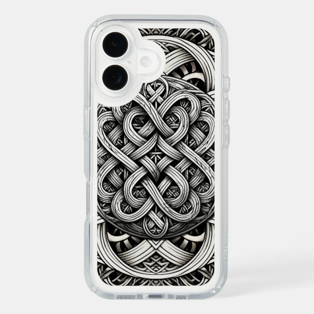 Detaillierte Schwarz-Weißer keltischer Knoten 0001 Speck iPhone Case (Front)