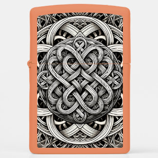 Detaillierte Schwarz-Weißer keltischer Knoten 0001 Zippo Lighter