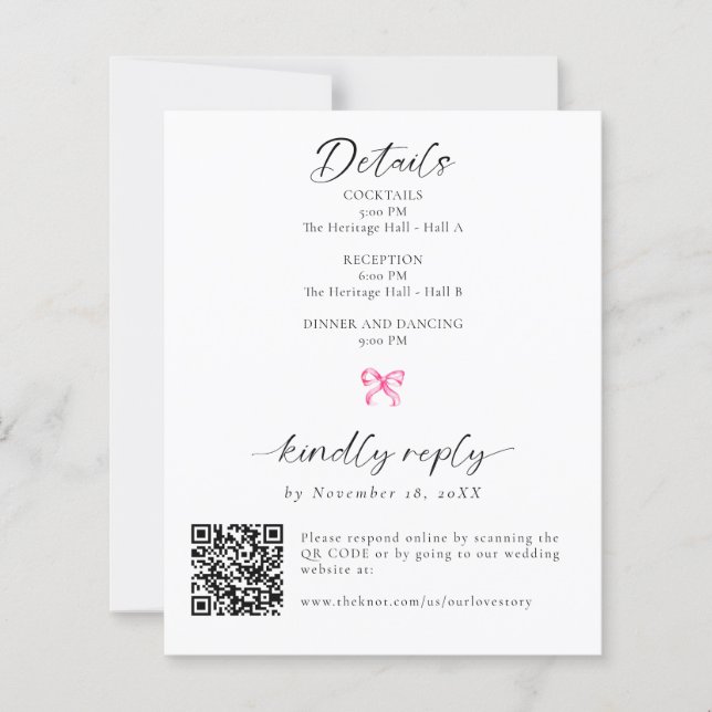 Details and RSVP Elegant Coquette Wedding (Front)