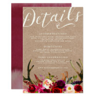 DETAILS CARD | Elegant Floral Boho Rustic Antlers