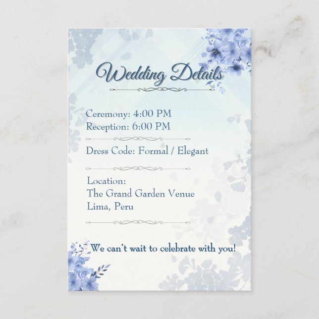 Details Card Elegant Wedding Card editable (Front)