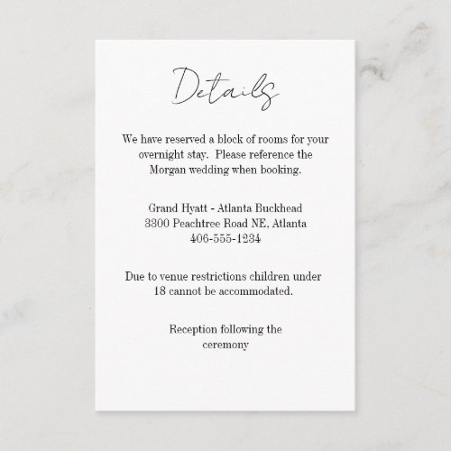 Details Card for any wedding