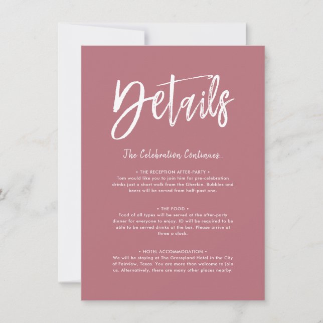 Details Card | Solid Rose Gold Color Script (Front)