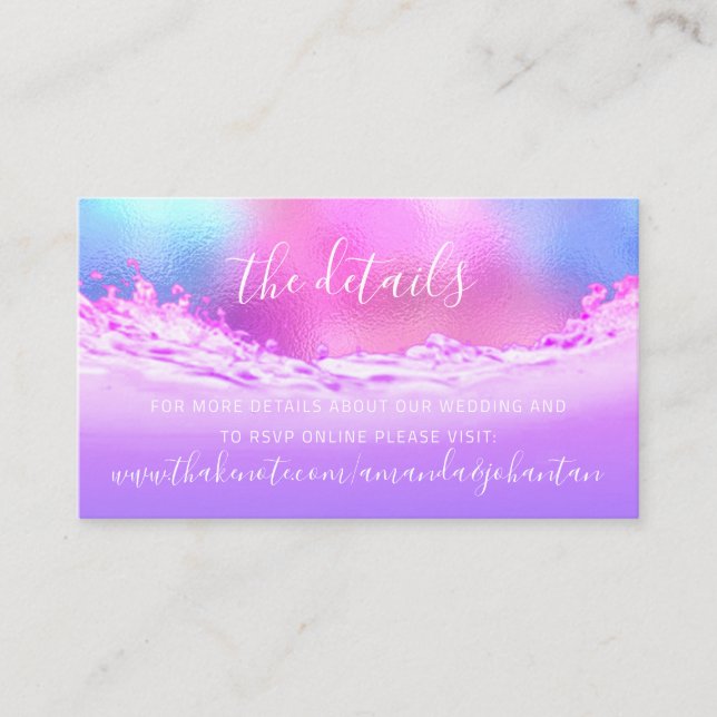 Details Card Website Tropic Wedding Pink Waves (Front)