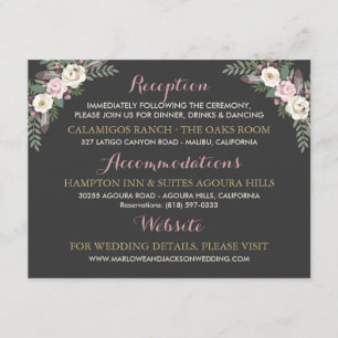 Details Charcoal Rose Pink Floral Enclosure Card
