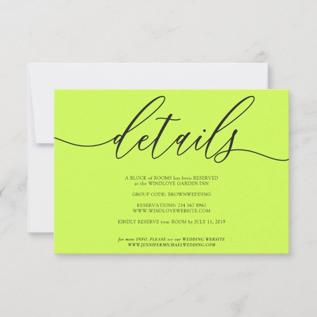 Details Cyber Lime Jet Black Simple RSVP Card