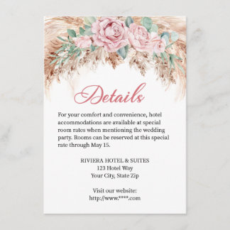 Details Enclosure Card for the Blush Rose Wedding 