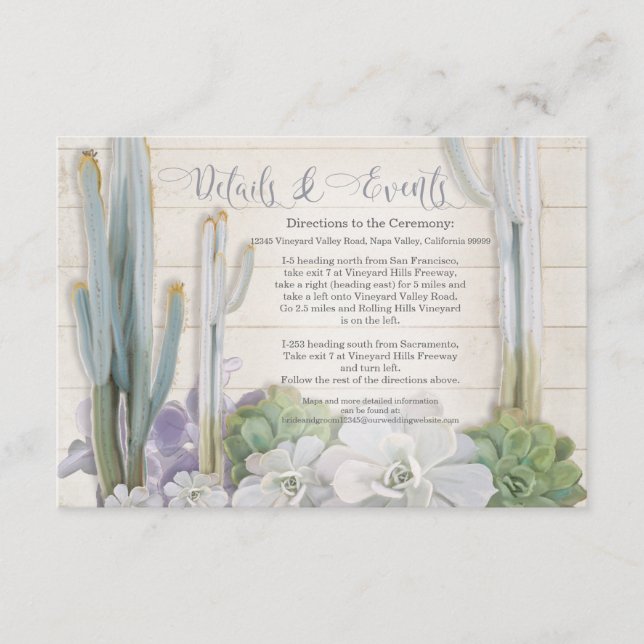 Details Events Directions Desert Cactus Succulent Enclosure Card (Front)