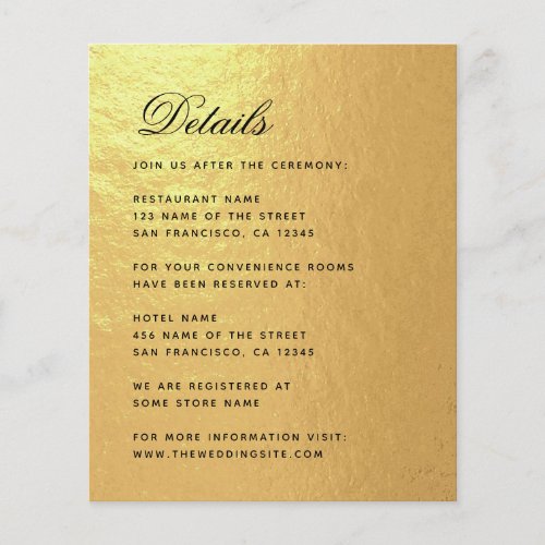 Details Faux Gold Budget Wedding Enclosure Card