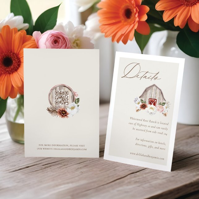 Details Floral Farm Barn Western Country Wedding Enclosure Card (Details Floral Farm Barn Western Country Wedding Enclosure Card)