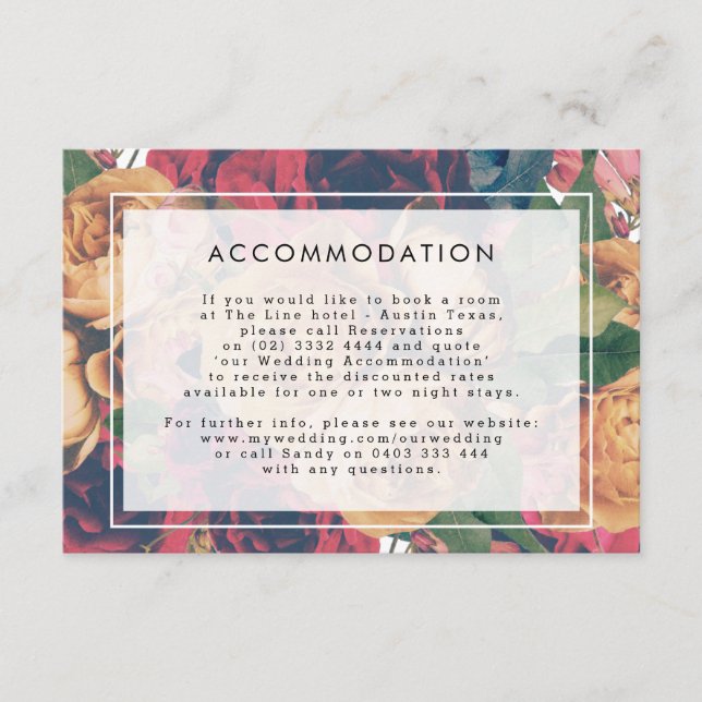 Details INFO Boho Floral Modern Wedding Enclosure Card (Front)