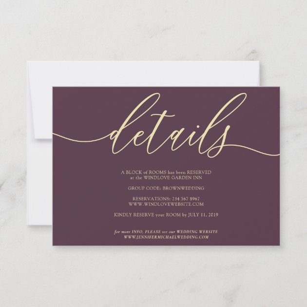 Details Midnight Fig Simple RSVP Card