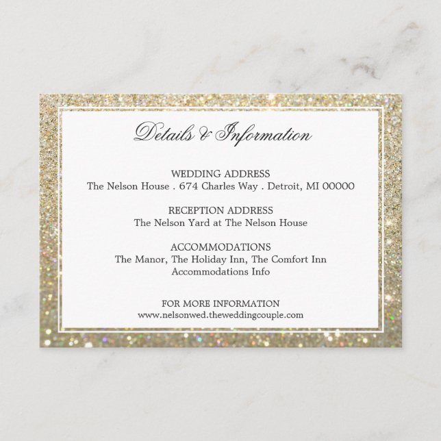 Details & More Information - Gold Glit Fab Enclosure Card (Front)