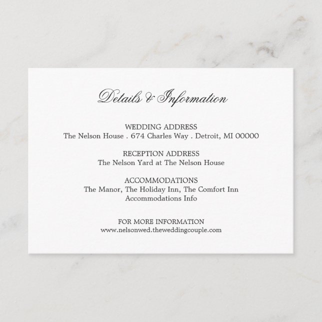 Details & More Information - White Enclosure Card (Front)