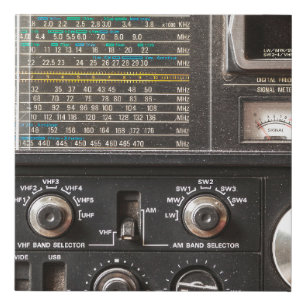 Details of an old am radio receiver faux canvas print
