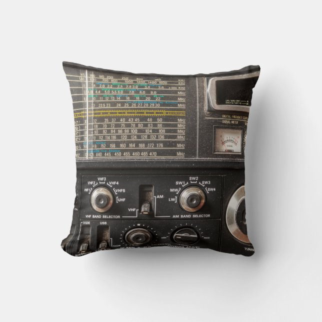 Details of an old am radio receiver throw pillow (Front)