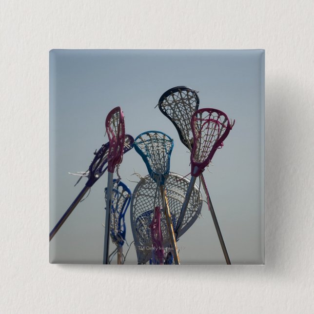 Details of Lacrosse game Pinback Button (Front)