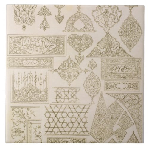 Details of ornamentation for arms borders manusc ceramic tile