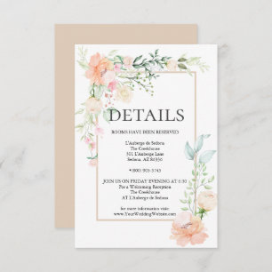 DETAILS Pastel Coral Ivory Floral Spray Invitation