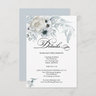 DETAILS Pastel Dusty Blue Flowers Invitation