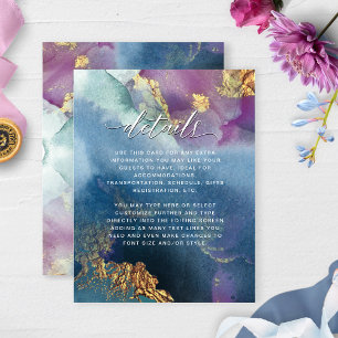 Details, Purple, Teal and Blue Full Watercolor Enclosure Card