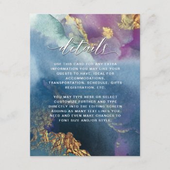 Details, Purple, Teal and Blue Full Watercolor Enclosure Card
