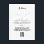 Details QR Code Black White Wedding Enclosure Card<br><div class="desc">Black & White Wedding Details Enclosure Card – Portrait QR Code Insert. Elegant and modern, this 3.5" x 5" black and white wedding enclosure card is designed to keep your guests informed with style. Featuring a crisp white front with black text and a solid black reverse, this portrait-oriented insert includes...</div>
