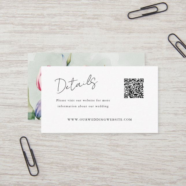 Details QR Code tulips spring website Business Card (Front/Back In Situ)