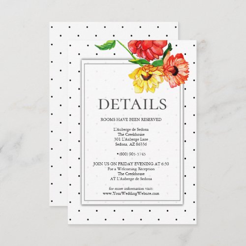 DETAILS  Red and Yellow Floral Spray Invitation