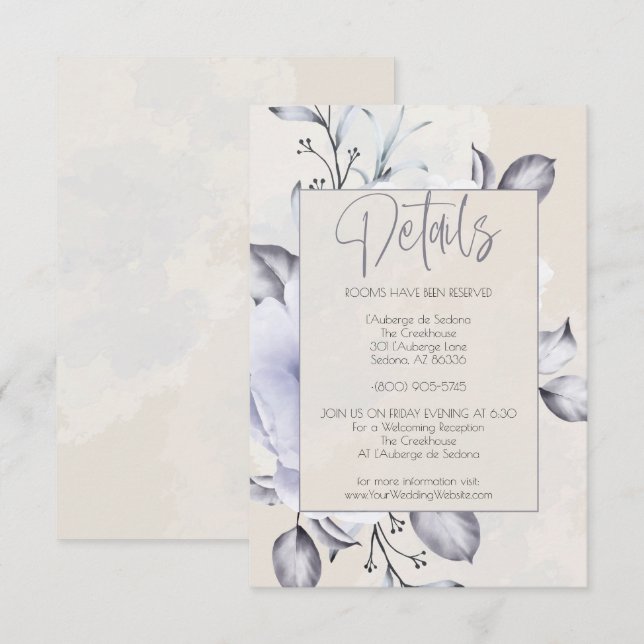 Details - Rustic Lilac and Alabaster Peony Floral Invitation (Front/Back)