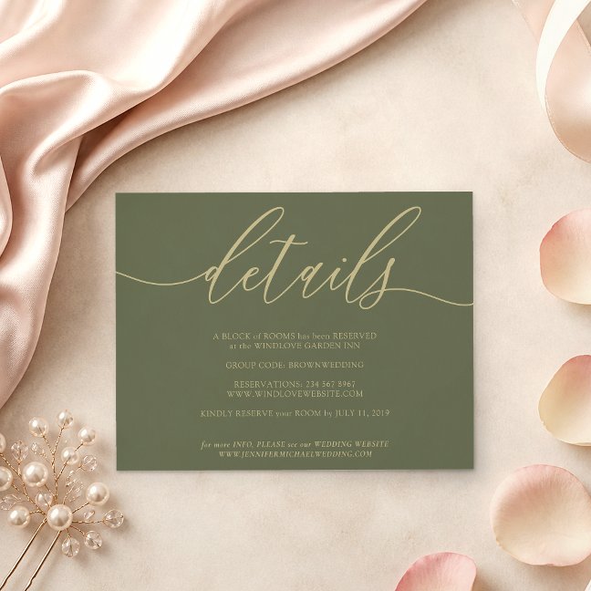 Details Sage Gold RSVP Card